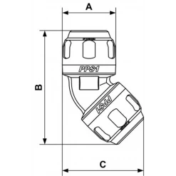Raccord Air Comprimé Aluminium Coude égal Aluminium 45° - PPS1 4C25 Prevost - Pour Tube Extérieur De 25 Mm
